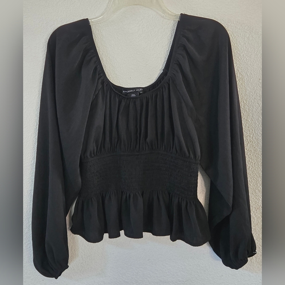 Sincerely Jules Black Smocked Blouse - Picture 2 of 8